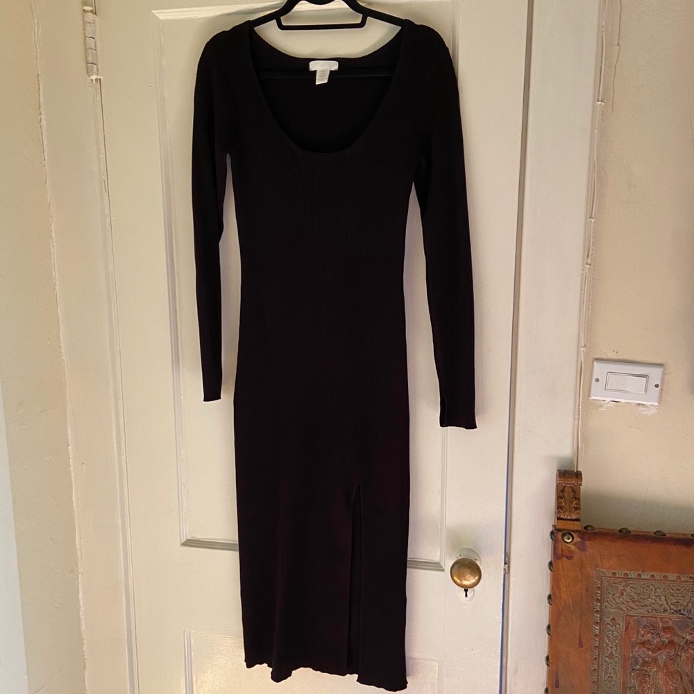 Scoop Neck Midi Sweater Dress